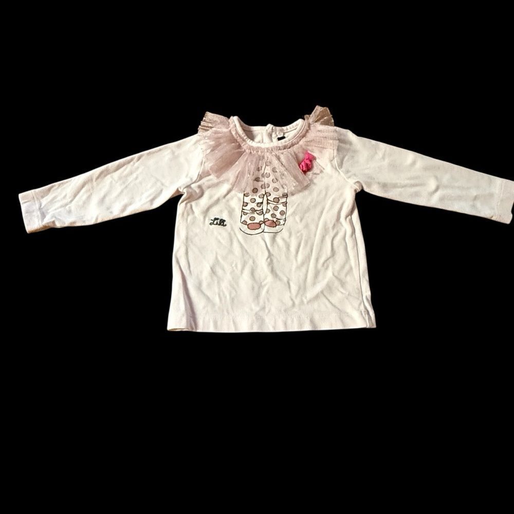 Lili Gaufrette Pink Long Sleeve Kids Top Ballet Tutu Neckline Size 1 Year